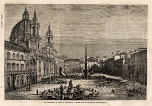 Piazza Navona, erbaut auf den Ruinen des Stadions von Domitian aus dem 1. Jahrhundert, ist der Stolz des barocken Rom, mit dem Brunnen der 4 Flüsse, erbaut zwischen 1648-1651, nach dem Entwurf von Bernini (1598-1620) und der Kirche St. Agnes, gebaut zwisch von Unknown artist