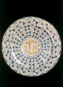 Teller mit kristallisiertem Monogramm, Valencia-Herstellung