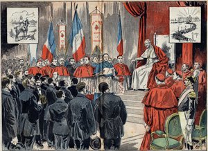 Papst Leo XIII. (1810-1903) weihte das Protektorat Frankreichs im Heiligen Land ein, als Deutschland es ersetzen wollte. Audienz vom 8. Oktober von Unknown artist