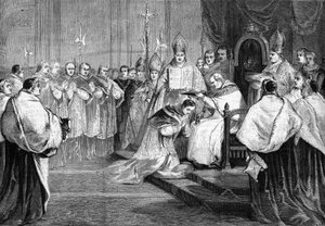 Papst Pius IX. überreicht dem Prinzen Lucien Bonaparte 1868 den Kardinalshut von Unknown artist