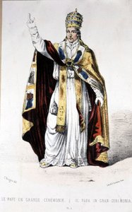 Papst Pius IX. in einem großen Zeremoniengewand - Gravur von Unknown artist