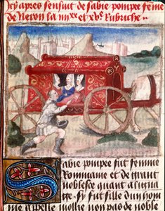 Poppee, Frau des römischen Kaisers Nero, erhält einen Miniaturboten aus dem „Buch der edlen Frauen“ von Giovanni Boccaccio