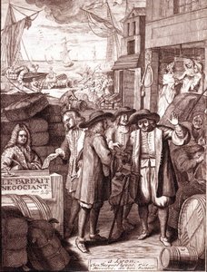 Hafenhändler im Gespräch. Gravur aus dem 19. Jahrhundert. von Unknown artist