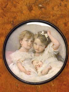 Porträtminiatur der Großfürstinnen Olga (1895-1918), Tatiana (1897-1918) und Maria (1899-1918) von Russland, um 1900