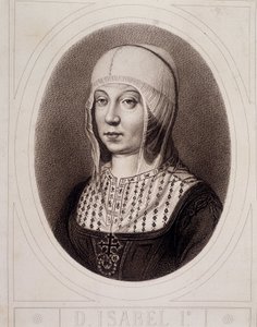 Porträt im Medaillon von Isabella I. der Katholischen von Kastilien - Gravur von Unknown artist