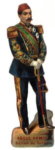 Porträt von Abdulhamid II. (Abd ul Hamid, Abd-ul-Hamid, Abdulhemit, Abdul Hamid, Abdul Hamid, Abd al-Hamid, Abd al-Hamid) (1842-1918), Sultan des Osmanischen Reiches (Türkei). Späte Chromolithographie des 19. Jahrhunderts. Private Sammlung. von Unknown artist