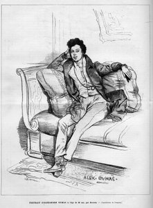 Porträt von Alexandre Dumas Jr. (1824-1895), französischer Schriftsteller im Alter von 26 Jahren. Gravur in Le Monde Illustré von Unknown artist