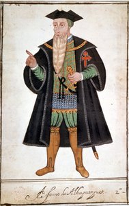 Porträt von Alphonse (Alfonso oder Afonso) von Albuquerque (1453 - 1515). Manuskript von Pedro Varretto de Resenda. 16. Jahrhundert. von Unknown artist