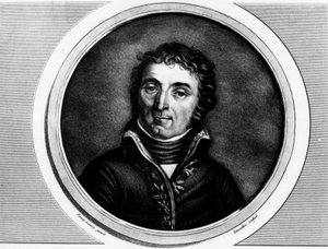 Porträt von Andre Massena (1756-1817), Generalmajor der Armee von Italien. Gravur in „Komplette Sammlung historischer Gemälde der Französischen Revolution, in drei Bänden.“ 1804.