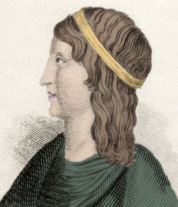 Porträt von Apulee (Lucius Apuleius) (um 125-um 180), lateinischer Philosoph und Schriftsteller, berberischer Herkunft (Algerien), Autor von „Les Metamorphoses“ (Goldener Esel oder Asinus aureus). Gravur des 19. Jahrhunderts. von Unknown artist