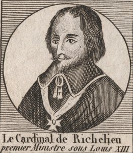 Porträt von Armand Jean du Plessis de Richelieu (1585-1642), Kardinal Herzog von Richelieu, Hauptminister von König Ludwig XIII. - Kardinal Richelieu, Hauptminister von König Ludwig XIII. von 1624 bis 1642 - Gravur aus „Unterricht über die Geschichte Frank von Unknown artist