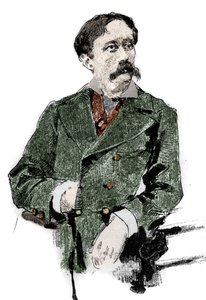 Porträt von Arrigo (oder Enrico) Boito (1842-1918), italienischer Librettist, Autor des Librettos von „Otello“ (Othello) von Giuseppe Verdi. Gravur in „Le monde illustrious“ von Unknown artist