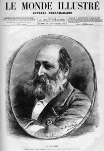 Porträt von Auguste Clésinger (1814-1883), französischer Bildhauer und Maler. Gravur in „Le Monde illustré“ 1883. Private Sammlung.