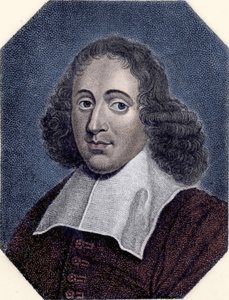 Porträt von Baruch de Spinoza (1632-1677) niederländischer Philosoph, auch bekannt als Bento de Espinosa oder Benedictus de Spinoza oder Benoit de Spinoza. Gravur