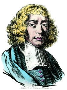 Porträt von Baruch de Spinoza (1632-1677) niederländischer Philosoph, auch bekannt als Bento de Espinosa oder Benedictus de Spinoza oder Benoît de Spinoza. Gravur des 17. Jahrhunderts von Unknown artist