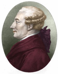 Porträt von Beaumarchais. Gravur aus dem 19. Jahrhundert.