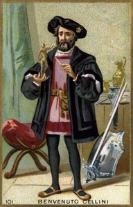 Porträt von Benvenuto Cellini (1500 - 1571), italienischer Goldschmied und Bildhauer. Chromolithographie des 19. Jahrhunderts.