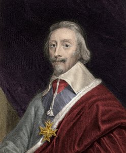 Porträt von Kardinal Richelieu (1585-1642) mit dem Kreuz des Ordens des Heiligen Geistes (Stich - 19. Jahrhundert)