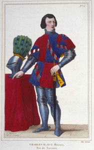 Porträt von Karl II. der Böse (1332 - 1387). König von Navarra - Spanien von 1349 bis 1387 (Gravur 1830) von Unknown artist