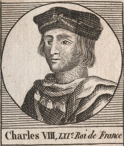 Porträt von Karl VIII. (1470-1498) französischer König der Valois-Dynastie - Karl VIII. (1470-98) König von Frankreich - Gravur aus „Instruction sur l