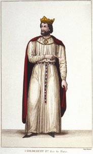 Porträt von Childebert I (ca. 495-558) König von Paris. Stich von 1830