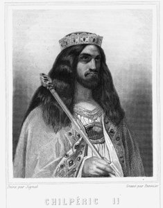 Porträt von Childeric III (v. 670 - 721), König von Neustrien - in „Histoire des Français“ von Lavallée, Gravur