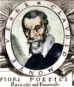 Porträt von Claudio Monteverdi nach dem Frontispiz von Fiori poetici raccolti nel funerale del molto illustrious e molto reverendo Signor Claudio Monteverdi, veröffentlicht in Venedig 1644.