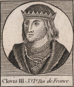 Porträt von Clovis III., König der Franken von 691 bis 695 - CLOVIS III. Merowingischer König von Neustrien und Austrasien - Gravur aus „Instruction sur l