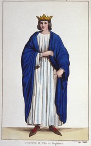 Porträt von Chlodwig II. (? - 657), König von Neustrien, Burgund und Austrasien, Gravur von 1830 von Unknown artist