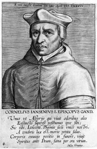 Porträt von Cornelius Jansen, genannt Jansenius (1585-1638), Gründer des Jansenismus. Gravur aus dem 17. Jahrhundert. von Unknown artist