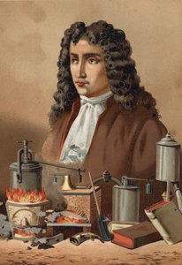 Porträt von Denis Papin (1647 - 1714) aus „La Ciencia y sus Hombres“ von Louis Figuier. Barcelona 1881