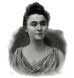 Porträt von Emma Laure Esther Guilbert, genannt Yvette Guilbert (1865-1944), französische Sängerin des Café-Konzerts - Gravur von 1892