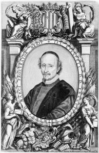 Porträt von Francesco Grimani, venezianischer Geistlicher des 16. Jahrhunderts. Er war Bischof und Patriarch von Venedig. Gravur.