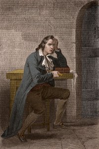 Porträt von Francois Babeuf dit Gracchus (1760-1797), französischer Revolutionär, der sich selbst ersticht - Anonyme Gravur von Unknown artist