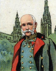 Porträt von Franz Joseph I. (1830-1916), Kaiser von Österreich. Chromolithographie von Unknown artist