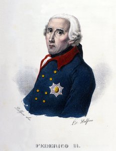 Porträt von Friedrich II. von Preußen (1712-1786), bekannt als Friedrich der Große. Gravur des 19. Jahrhunderts.