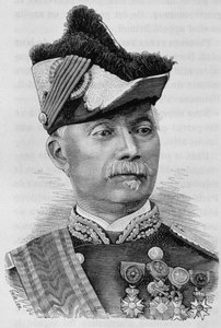Porträt von General Pourcet. Gravur aus dem 19. Jahrhundert.