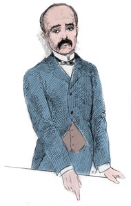 Porträt von Georges Benjamin Clemenceau (1841-1929), französischer Politiker während der Diskussionen über die Frage von Tonkin und Frankreich. Gravur in „Le Monde Illustré“