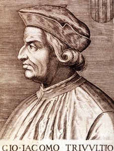 Porträt von Giangiacomo Trivulzio (Marschall Trivulce) Marquis de Vigevano in französisch Trivulce. Marschall von Frankreich (1448 bis 1518). Gravur des 17. Jahrhunderts