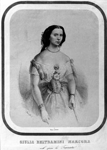 Porträt von Giulia Beltramini Marcora in „La traviata“ von Giuseppe Verdi. Lithografie aus dem späten 19. Jahrhundert