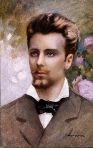 Porträt von Guglielmo Oberdan (1858-1882), Postkarte nach einem Gemälde von C. Monestier. von Unknown artist