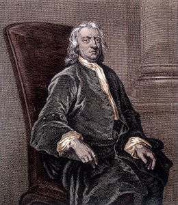 Porträt von Isaac Newton, sitzend in einem Sessel - Gravur von Unknown artist