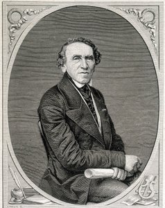 Porträt von Jakob Liebmann Beer, bekannt als Giacomo Meyerbeer (1791 - 1864), deutscher Komponist. Gravur 19. Jahrhundert