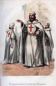 Porträt von Jacques de Molay (1243-1314), Großmeister der Tempelritter. Gravur von 1842 in „Histoire des papes“ von Maurice Lachatre. Private Sammlung. von Unknown artist