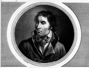 Porträt von Jean Baptiste Carrier (1756 - 1794), französischer Politiker. Gravur in „Komplette Sammlung historischer Gemälde der Französischen Revolution, in drei Bänden.“ 1804