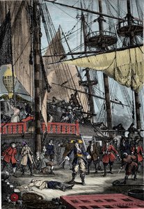 Porträt von Jean Bart (1650-1702), französischer Freibeuter, tötet den niederländischen Kapitän der Neptune mit seiner Hand.