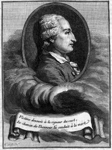 Porträt von Jean Francois Pilatre de Rosier (1757-1785), französischer Physiker und Aeronaut (erster Ballonfahrer). Gravur in „La Nature: revue des sciences et de leurs applications aux arts et a l
