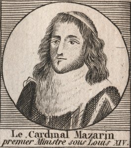 Porträt von Jules Mazarin (1602-1661), bekannt als Kardinal Mazarin, Premierminister unter Ludwig XIV. - Gravur aus 