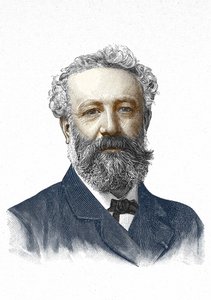 Porträt von Jules Verne. Gravur aus dem 19. Jahrhundert