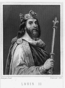 Porträt von Ludwig II. der Stammler oder der Faule (846-879), König von Frankreich - in „Histoire des Français“ von Lavallée, Gravur, undatiert.